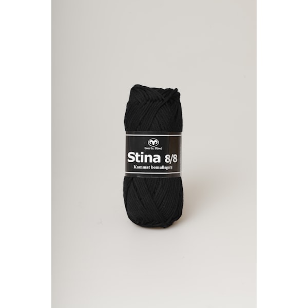 Stina 8/8 Garn Bomull 50 g svart 201 Svarta Fåret