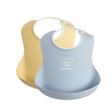 Pehmeä Ruokalappu 2-pack, Haaleankeltainen/Haaleansininen, BabyBjörn