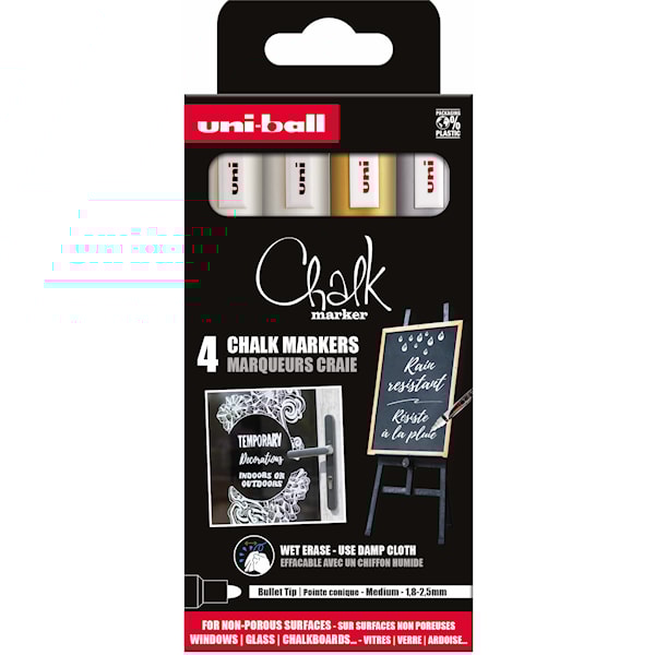M&auml;rkpenna Chalk Marker Vit Silver Guld PWE-5M 4-pack Posca