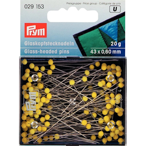 Knappenål 0,60 x 43 mm Glasshode 20 g ekstra lange Prym