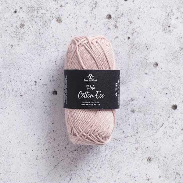 Tilda Cotton Eco Bomullsgarn 25 gr Powder Pink (426242) Svarta Fåret
