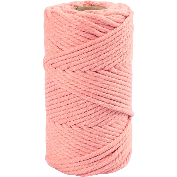 Macramè-rep, L: 55 M, dia. 4 mm, rosa, 330 g/ 1 rl.