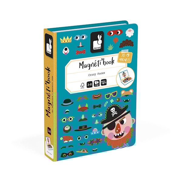 Magneti'Book Magnetlek Morsomme Fjes Blå 55 Brikker Janod