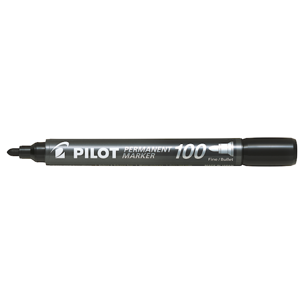 Merkepenn Permanent Fin 100 Svart Pilot