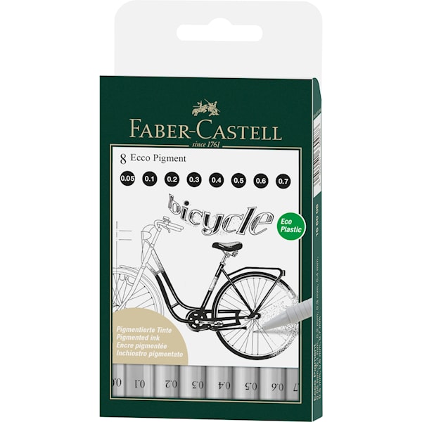 Faber Castell Ecco Pigment Fineliner wallet of 8 black