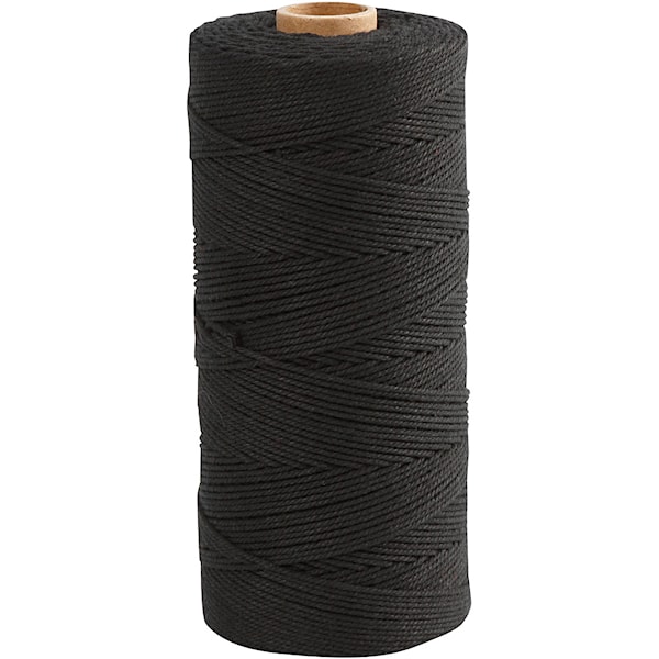 Knyttegarn, L: 315 M, tykkelse 1 mm, Tynn kvalitet 12/12, svart, 220 g/ 1 nst.