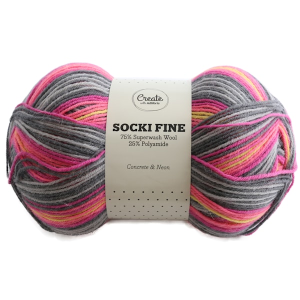 Adlibris Socki Fine 100g Concrete & Neon B107