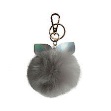 Nyckelring, Fluff, Mörkgrå