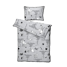 Mumin Påslakanset Med Piping 150x210/50x60 Grå