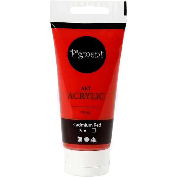 Akrylmaling, halvblank, semi opaque, cadmium rød, 75 ml/ 1 fl.