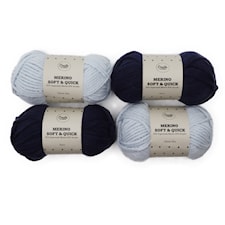 Adlibris Merino Soft & Quick ullmix garn 150g Blues 4-pack