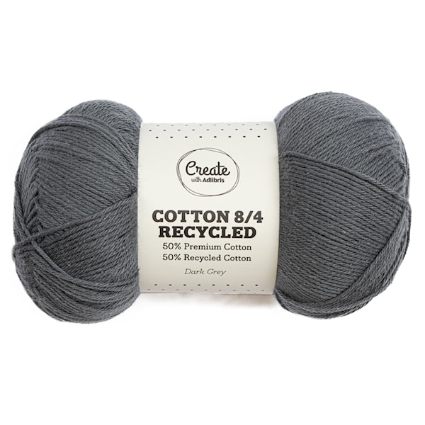 Cotton 8/4 Garn 100 g Recycled Dark Grey A182 Adlibris