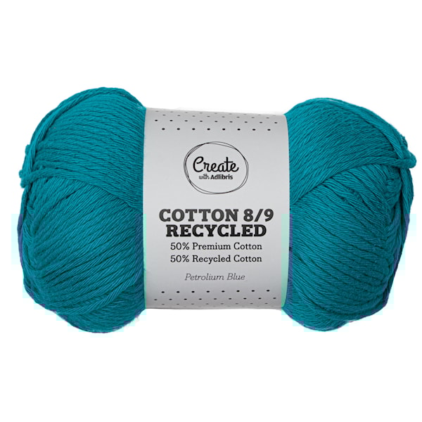 Cotton 8/9 Garn 100g Recycled Petrolium Blue A176 Adlibris