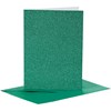 Korttipohja & kirjekuori, kortin koko 10,5x15 cm, kirjekuoren koko 11,5x16,5 cm, kimalle, 110+250 g, vihreä, 4 set/ 1 pkk