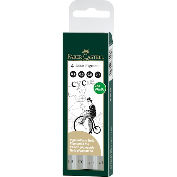 Faber-Castell 166004, Grå, Rund, Pigmentbasert blekk, Metall, 4 stykker