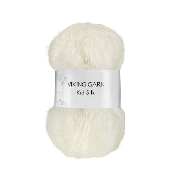 Kid/Silk Garn 25 g Naturhvit 302 Viking Garn