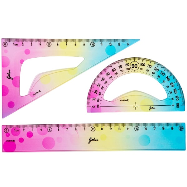 Linjalssett Regnbuefarger 3-pack