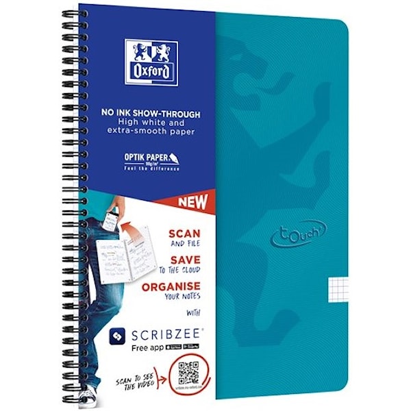 Oxford Touch Notebook A4 squared 5 mm soft touch cover twin-wire 140 pages