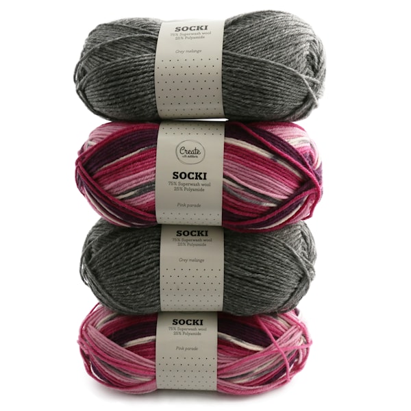 Lankapakkaus Adlibris Socki Lanka Villasekoitus 100g Pink Parade