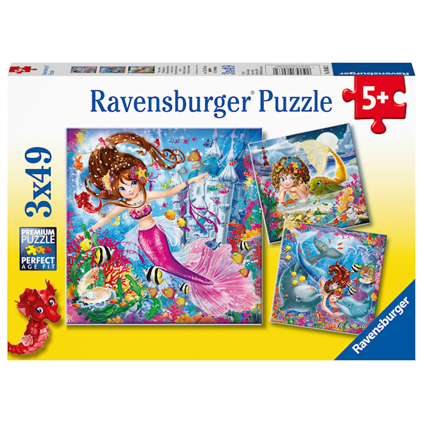 Sjöjungfrur Pussel 3x49 bitar Ravensburger