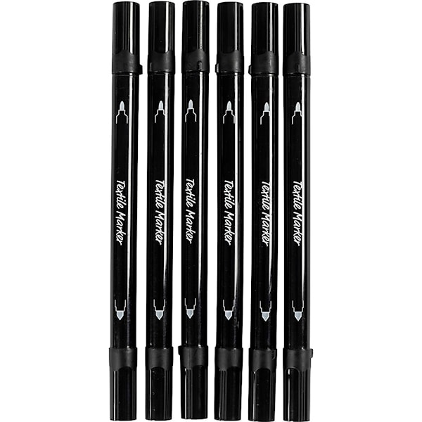 Textiltuschpennor spets 2,3+3,6 mm svart 6 st/1 f&ouml;rp