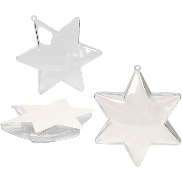 Stjärna, H: 10 cm, 5 st., transparent