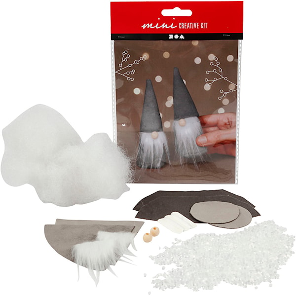 Mini DIY Kit, Skandinavisk tomte, H: 12 cm, grå, 1 förp.