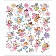 Klistermärken, féer, ark 15x16,5 cm, ca. 30 st., 1 ark