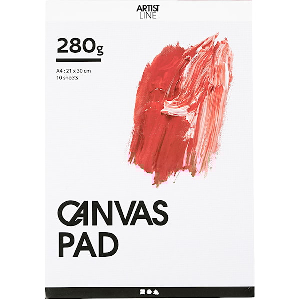 Lerretsblokk, A4, ark 210x297 mm, 280 g, hvit, 10 ark/ 1 stk.