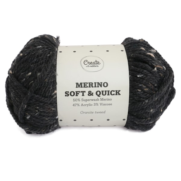 Adlibris Merino Soft & Quick lanka Ullmix 150g Granite Tweed A157