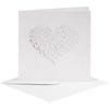 Lyxiga kort och kuvert med hjärta 13,5x13,5 cm 5-pack