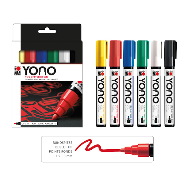 Markerpenna YONO, Basic Set med 6 markers  mm., online | Adlibris