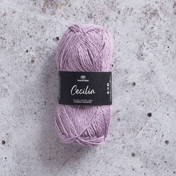 Cecilia Garn Lin- og bomullsmix 50 g lilla 60 Svarta Fåret