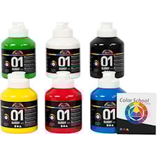 A-Color akryylimaali, perusvärilajitelma, nro 01, kiiltävä, 6x500 ml/ 1 pkk