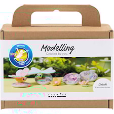 Askartelusetti Mini Muovailu, Kivi ja hyönteinen, harmaa, vaaleanpinkki, vaalea turkoosi, 1 pkk/ 1 pkt