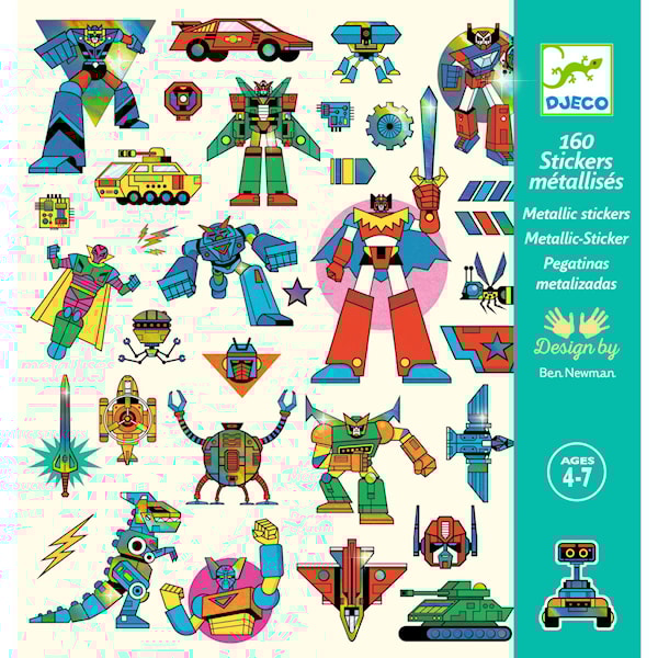 Klistremerker Roboter 160-pack Djeco