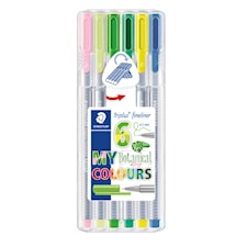 Triplus® fineliner 6-pack, i STAEDTLER-box, 0,3 mm fiberspets. Botanical