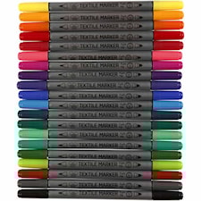 Tekstiltusjer, strek 2,3+3,6 mm, standardfarger, 20 stk./ 1 pk.