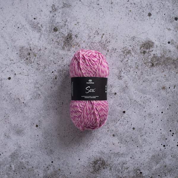Sox Garn Ullmiks 50 g Rosa/mørk rosa/ubleket Svarta Fåret