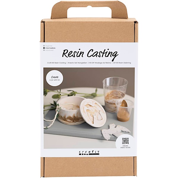 DIY Kit Resin Støping, Krukke med lokk, beige, off white, 1 pk.
