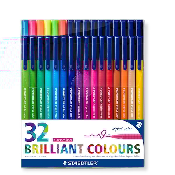 Staedtler Tuschpennor Triplus® color 32-pack, 1 mm fiberspets.