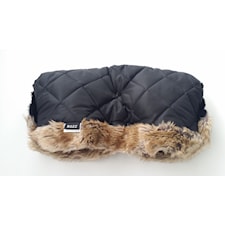 Handvärmare fleece, svart med päls, BOZZ