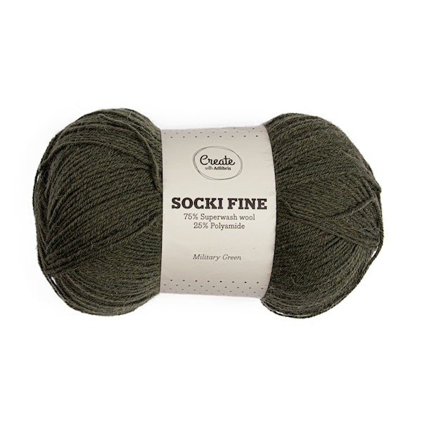 Socki Fine Enfärgat 100 g Military Green A042 Adlibris