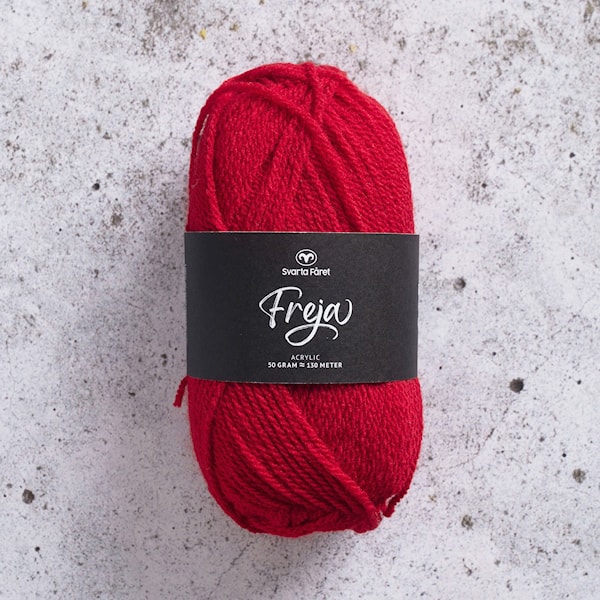 Freja Garn Akryl 50 g rød 45 Svarta Fåret