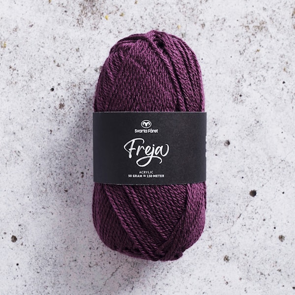 Freja Garn Akryl 50 g plommon 263 Svarta Fåret