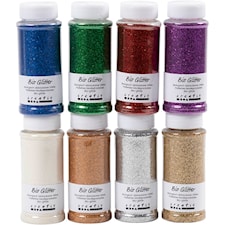 Bio-glitter Mixade färger 8x140 ml