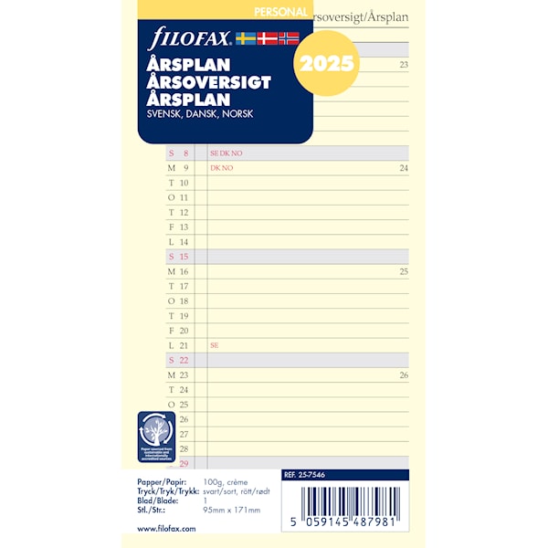 Årsplan A5 2025 Filofax online Adlibris