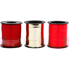 Lahjanauha, Lev: 10 mm, kulta, punainen, glitter punainen, 3x15 m/ 1 pkt