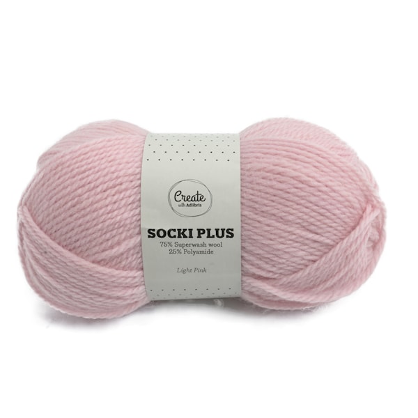 Adlibris Socki Plus Enfärgat lanka 100g Light Pink A139