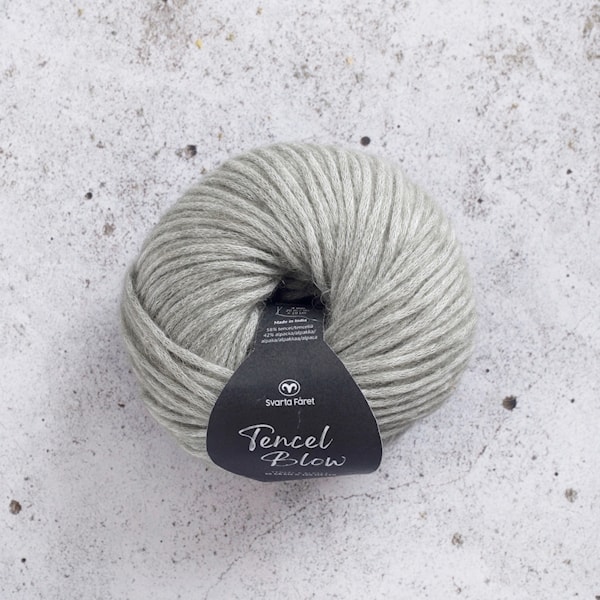 Tencel Blow alpakka-miks garn 50g Grey Pear 003 Svarta Fåret
